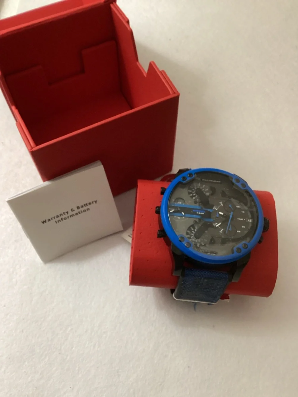 Diesel Mr Daddy 2.0 Three-Hand Blue Silicone Strap Buckle Watch, 57mm DZ7434